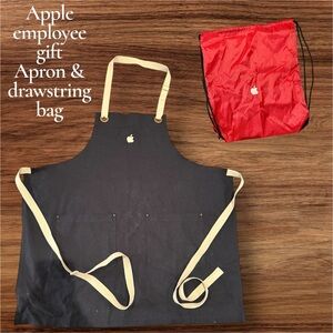 Apple employee  Apron with Red draw string backpack
